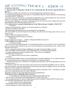 Đề cương ôn thi học kì I môn địa lí 12
